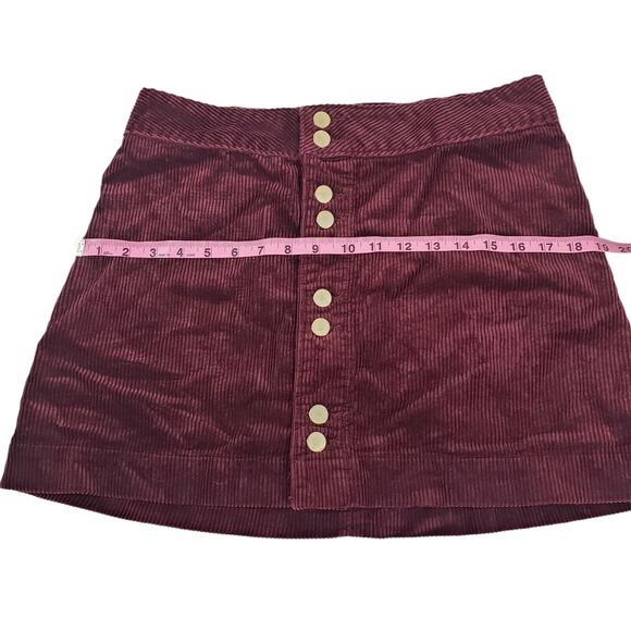 Abercrombie & Fitch Skirt Womens 10 Mini Corduroy Button Up Burgundy - Picture 6 of 9